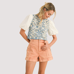 Load image into Gallery viewer, ELOISE PUFF SLEEVE CROCHET TOP