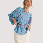 Load image into Gallery viewer, CHERRY BLOOM BUBBLE SLEEVE TOP