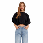 Load image into Gallery viewer, BLACK BUBBLE CROP TOP