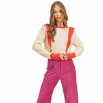 Load image into Gallery viewer, MALAGA RUFFLE PULLOVER PINK-RED COMBO