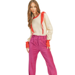 Load image into Gallery viewer, MALAGA RUFFLE PULLOVER PINK-RED COMBO
