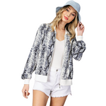 Load image into Gallery viewer, GREY SNAKE BOMBER JACKET