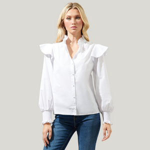 White Malbec Ruffle Top