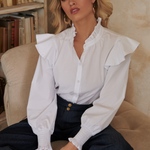 Load image into Gallery viewer, WHITE MALBEC RUFFLE TOP
