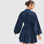 Load image into Gallery viewer, MIDNIGHT BLOOM EMBROIDERED DRESS
