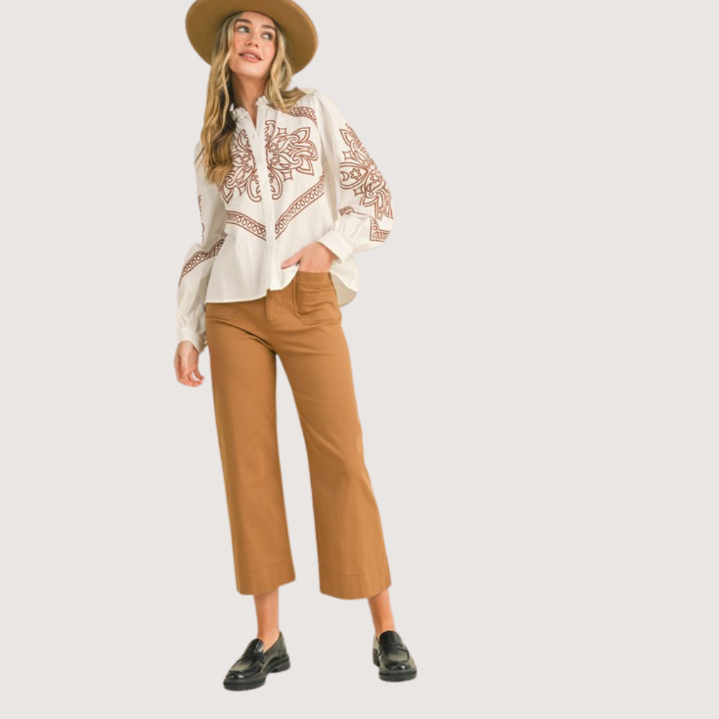 SAHARA STITCH EMBROIDERED COTTON TOP – GlamPark Boutique