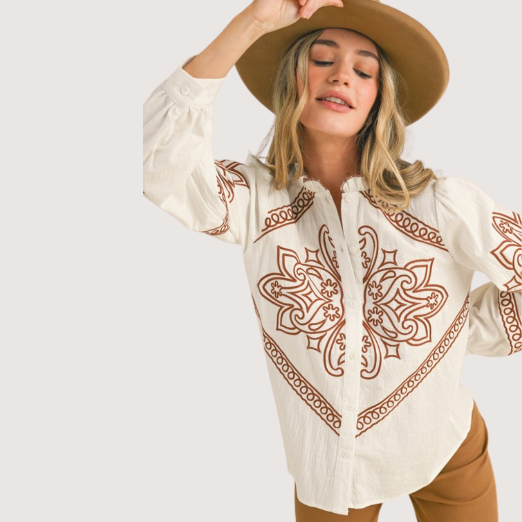 SAHARA STITCH EMBROIDERED COTTON TOP – GlamPark Boutique
