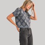 Load image into Gallery viewer, NAVY BLACK BLOOM FLORAL KNIT CARDIGAN
