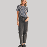 Load image into Gallery viewer, NAVY BLACK BLOOM FLORAL KNIT CARDIGAN
