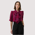 Load image into Gallery viewer, ZURUM FLORAL NECK TIE BLOUSE
