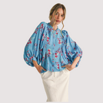 Load image into Gallery viewer, CHERRY BLOOM BUBBLE SLEEVE TOP
