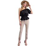 Load image into Gallery viewer, BASHA BLACK ONE SLEEVE BLOUSE
