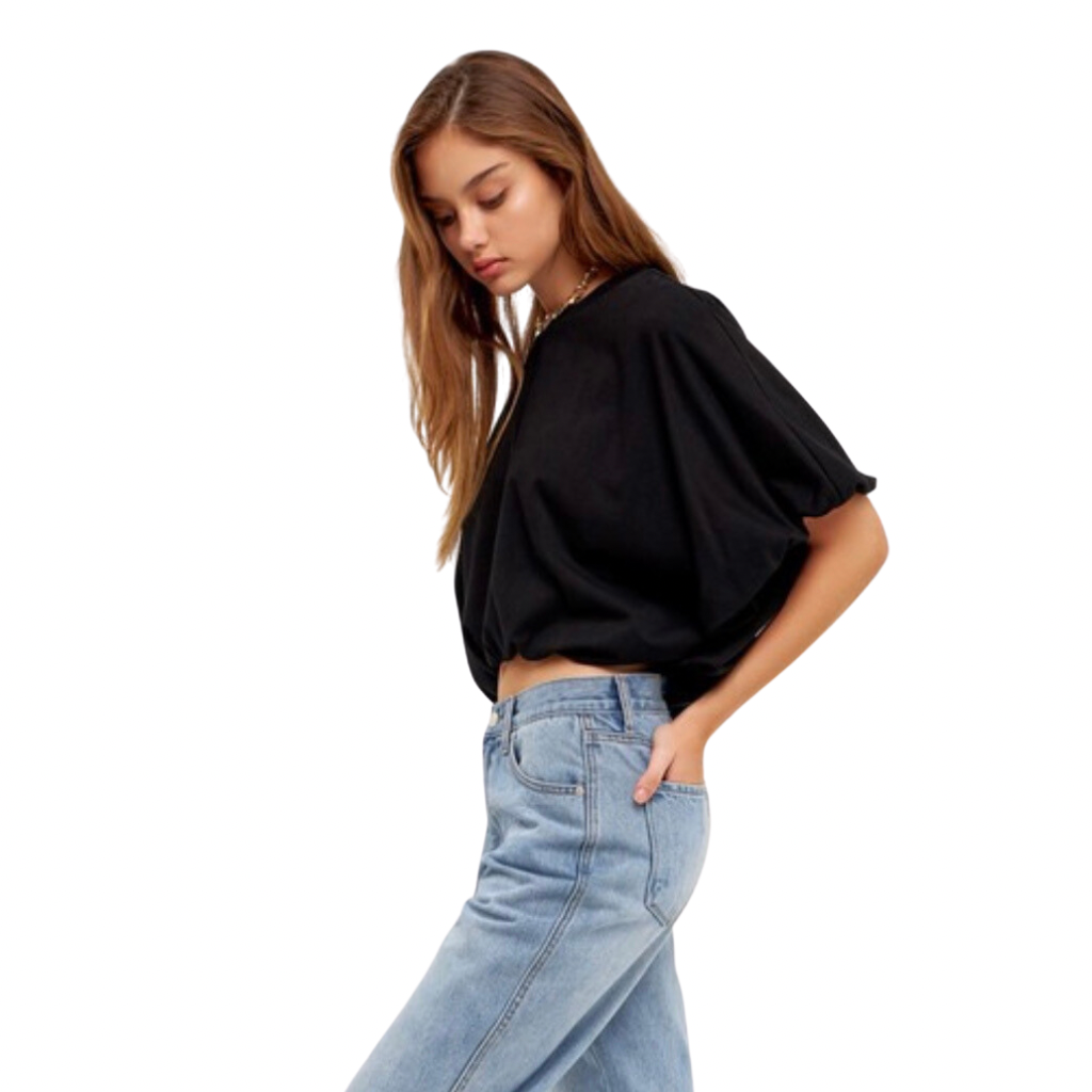 BLACK BUBBLE CROP TOP