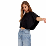 Load image into Gallery viewer, BLACK BUBBLE CROP TOP
