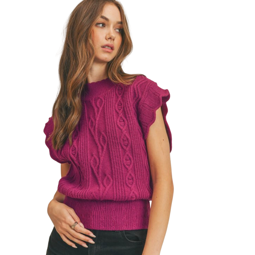 Berry knit sweater vest