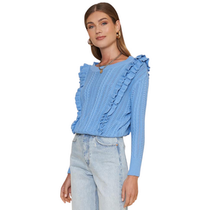 Open image in slideshow, CATANIA BLUE SWEATER TOP
