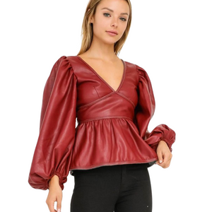 Open image in slideshow, COSMO VEGAN LEATHER TOP
