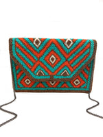 Load image into Gallery viewer, TURQOUISE &amp; CORAL CLUTCH

