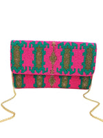 Load image into Gallery viewer, AZTEC FUCHISIA &amp; GREEN CLUTCH
