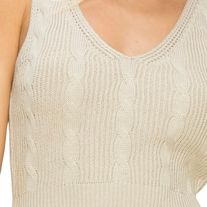 Open image in slideshow, KHAKI CROPPED SWEATER TANK
