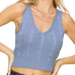 Load image into Gallery viewer, PALE INDIGO CROPPED SWEATER TANK
