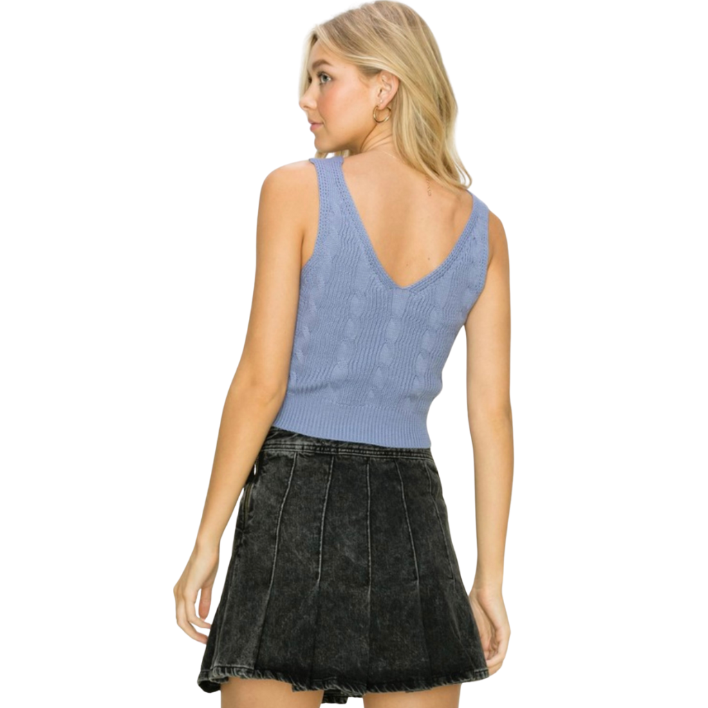 PALE INDIGO CROPPED SWEATER TANK
