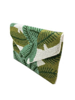 Load image into Gallery viewer, PALM LEAF GREEN CLUTCH
