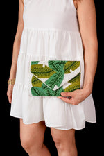 Load image into Gallery viewer, PALM LEAF GREEN CLUTCH
