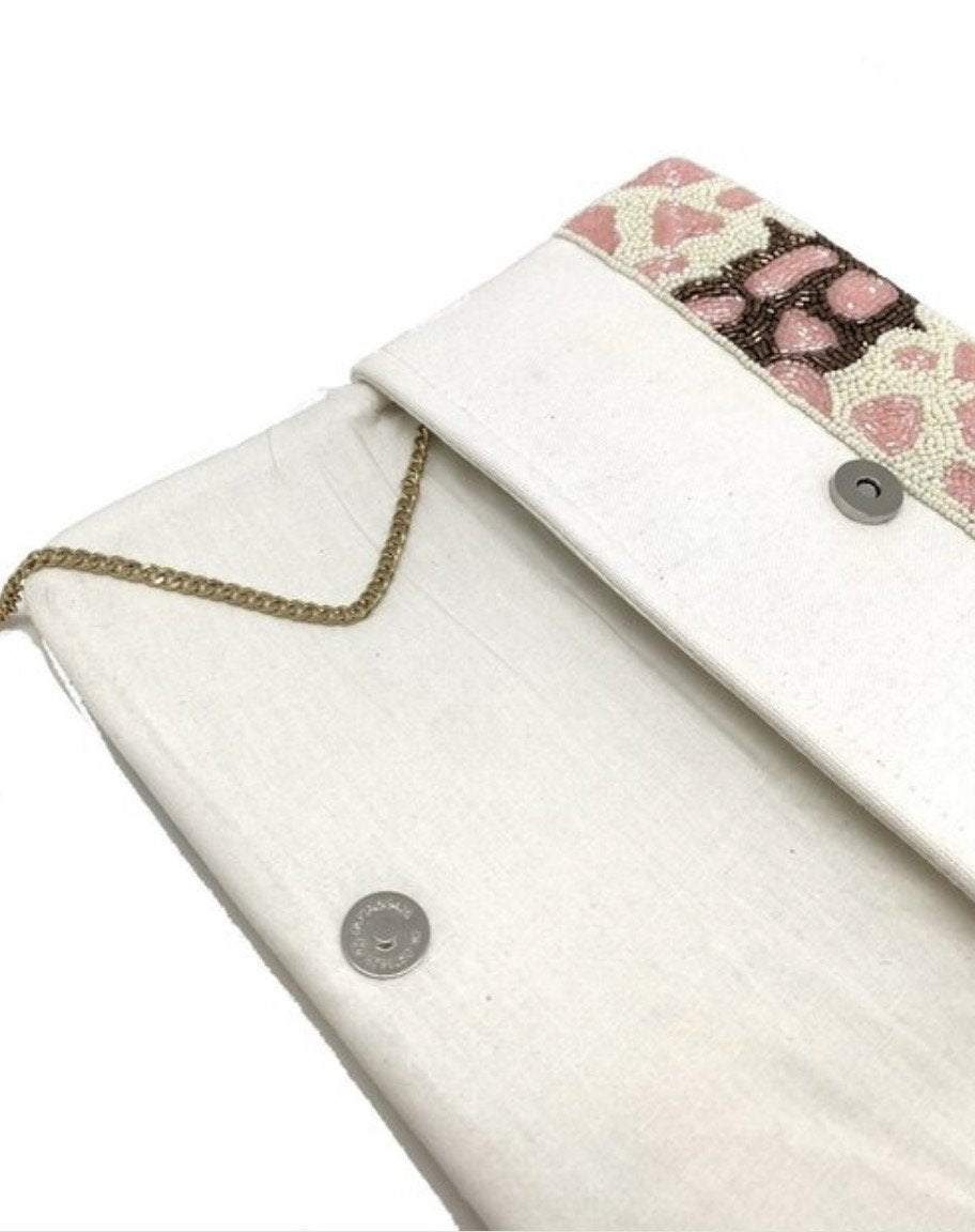 PINK CREAM LEOPARD CLUTCH