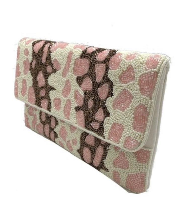 PINK CREAM LEOPARD CLUTCH