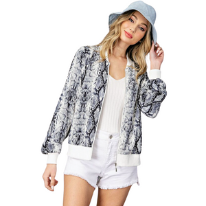 Open image in slideshow, GREY SNAKE BOMBER JACKET
