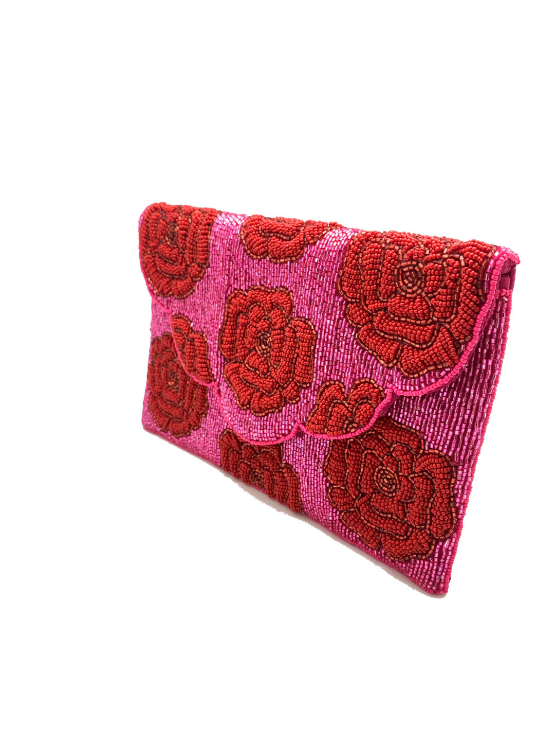 FUCHSIA & RED ROSE BEADED BAG