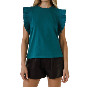 Open image in slideshow, IZABAL TEAL KNIT TOP
